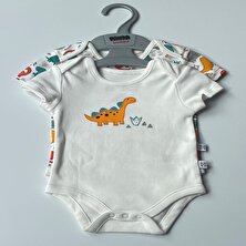 Panda Boutique Oeko-Tex Class 2'li Erkek Bebek Kısa Kol Zıbın Body Cotton 3 Çıtçıt Zarf Yakalı