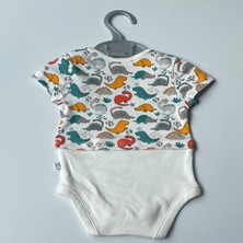 Panda Boutique Oeko-Tex Class Erkek Bebek Body Görünümünde-Kısa Kol Zıbın Body Cotton 3 Çıtçıt Zarf Yakalı