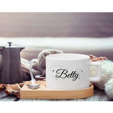 Bk Gift Kişiye Özel Isimli Ahşap Altlıklı Seramik Fincan, Doğum Günü Hediyesi, Arkadaşa Hediye, Ev Hediyesi, Kahve Ve Çay Bardak Seti-2