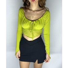 Cocoon Soul Asimetrik Kesim Yeşil Crop