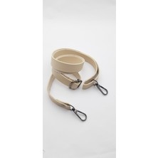 Be Beauty Krem Renk Ayarlı, Klips Kancalı Deri Çanta Sapı 110 x 2 Cm.