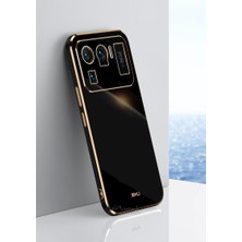 Xiaomi Mi 11 Ultra Uyumlu Kılıf Kamera Lens Korumalı Parlak Gold Kenarlı Altın Işlemeli Yumuşak Silikon Kapak Luxury Platin Arka Kapak Ince Zırhtank