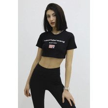 New York Baskılı Mini Tişört - P-019999SIYAH