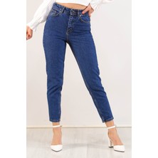 Contalı Mom Jeans Koyu mavi - 2411.392.