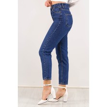 Contalı Mom Jeans Koyu mavi - 2411.392.