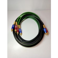 For-x Amfi Rca Kablosu - 2 Giriş 4 Çıkış El Yapımı Ofc + %100 Bakır Rca Kablo - Parazit Yapmaz - 5 Metre