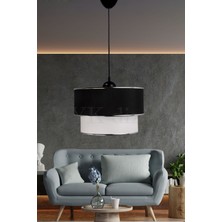 Eslight Sakız Modern Tekli Sarkıt Avize Siyah-Gümüş E913