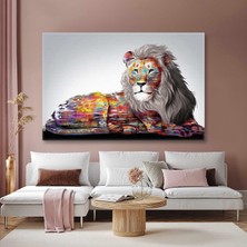 SML Tablo Ormanlar Kralı Aslan Fırça Izleri Modern Dekor Kanvas Tablo