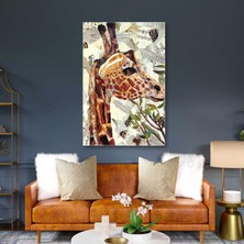 SML Tablo Zürafa Kolajı Dergi Kolajı Şirin Zürafa Doğa Kanvas Tablo