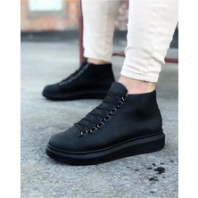 Alfaze Bağcıklı Sneakers Yarım Bilek Bot Kömür Topuk Boyu 3 cm