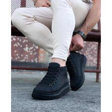 Alfaze Bağcıklı Sneakers Yarım Bilek Bot Kömür Topuk Boyu 3 cm