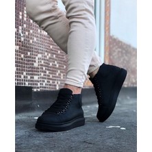 Alfaze Bağcıklı Sneakers Yarım Bilek Bot Kömür Topuk Boyu 3 cm
