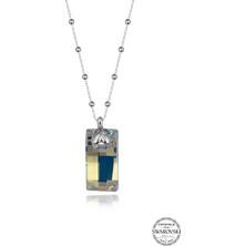Swarovski Crystal Taşlı Kadın Baget Gümüş Kolye