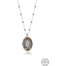 Swarovski Crystal Taşlı Kadın Oval Gümüş Kolye