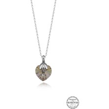 Swarovski Crystal Taşlı Kadın Kalp Gümüş Kolye