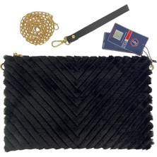 Silver Polo Peluş Model El Çantası Clutch Sp