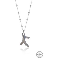 Swarovski Crystal Taşlı Kadın Silver Shade Mercan Gümüş Kolye