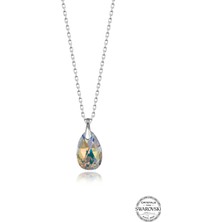Swarovski Crystal Taşlı Kadın 16 mm Damla Gümüş Kolye