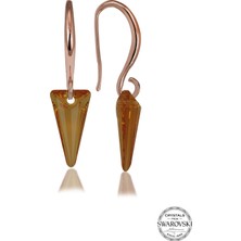 Swarovski Crystal Taşlı Kadın Sarı Üçgen Gümüş Küpe