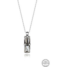 Swarovski Crystal Taşlı Kadın Beyaz Baget Gümüş Kolye