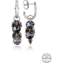 Swarovski Crystal Taşlı Kadın Salkım Gümüş Küpe