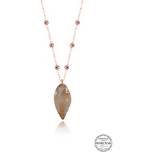Swarovski Crystal Taşlı Kadın Golden Shadow Rose Gümüş Kolye