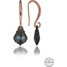 Swarovski Crystal Taşlı Kadın Yeşil Çam Gümüş Küpe