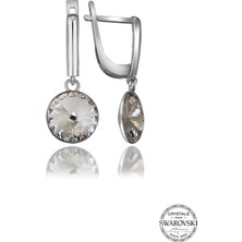 Swarovski Crystal Taşlı Kadın Beyaz Sallantılı Gümüş Küpe