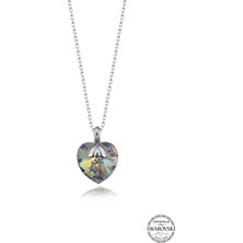 Swarovski Crystal Taşlı Kadın Kalp Gümüş Kolye