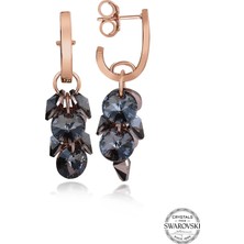 Swarovski Crystal Taşlı Kadın Salkım Rose Gümüş Küpe