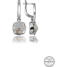 Swarovski Crystal Taşlı Kadın Beyaz Kadın Gümüş Küpe