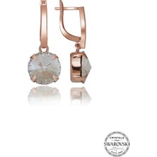 Swarovski Crystal Taşlı Kadın Rose Gümüş Küpe