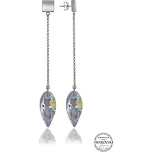Swarovski Crystal Taşlı Parlak Özel Kesim Gümüş Küpe