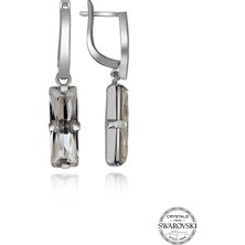 Swarovski Crystal Taşlı Kadın Beyaz Baget Sallantılı Küpe