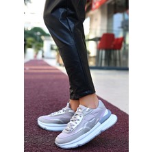 Modalem Aleh Gri Cilt Bağcıklı Spor Ayakkabı