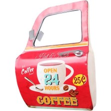 İhtiyaç AVM Dekoratif Coffee Temalı Kırmızı Araba Kapısı Ayna Hediyelik