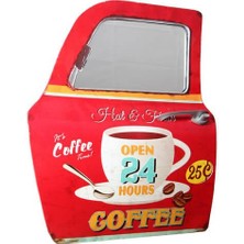 İhtiyaç AVM Dekoratif Coffee Temalı Kırmızı Araba Kapısı Ayna Hediyelik