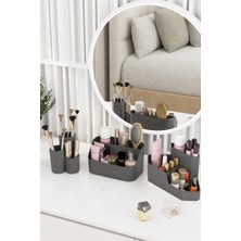 Dovi Home Life Makyaj Düzenleyici ve Kozmetik Saklama Kutusu Organizer 3'lü Set Antrasit