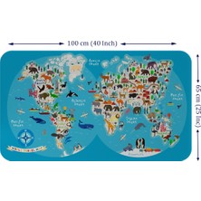 Lila Fil Eğitici Dünya Haritası Dünya Atlası Çocuk ve Bebek Odası Duvar Sticker 