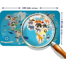 Lila Fil Eğitici Dünya Haritası Dünya Atlası Çocuk ve Bebek Odası Duvar Sticker 