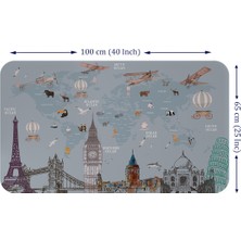 Lila Fil Eğitici Dünya Haritası Dünya Atlası Çocuk ve Bebek Odası Duvar Sticker 