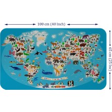 Lila Fil Eğitici Dünya Haritası Dünya Atlası Çocuk ve Bebek Odası Duvar Sticker