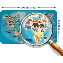 Lila Fil Eğitici Dünya Haritası Dünya Atlası Çocuk ve Bebek Odası Duvar Sticker