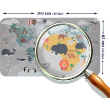 Lila Fil Eğitici Dünya Haritası Dünya Atlası Çocuk ve Bebek Odası Duvar Sticker 