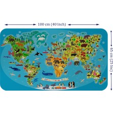 Lila Fil Eğitici Dünya Haritası Dünya Atlası Çocuk ve Bebek Odası Duvar Sticker