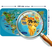 Lila Fil Eğitici Dünya Haritası Dünya Atlası Çocuk ve Bebek Odası Duvar Sticker