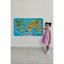 Lila Fil Eğitici Dünya Haritası Dünya Atlası Çocuk ve Bebek Odası Duvar Sticker