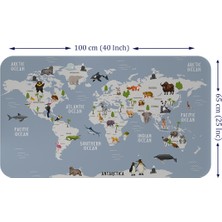 Lila Fil Eğitici Dünya Haritası Dünya Atlası Çocuk ve Bebek Odası Duvar Sticker