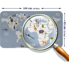 Lila Fil Eğitici Dünya Haritası Dünya Atlası Çocuk ve Bebek Odası Duvar Sticker