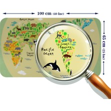 Lila Fil Eğitici Dünya Haritası Dünya Atlası Çocuk ve Bebek Odası Duvar Sticker